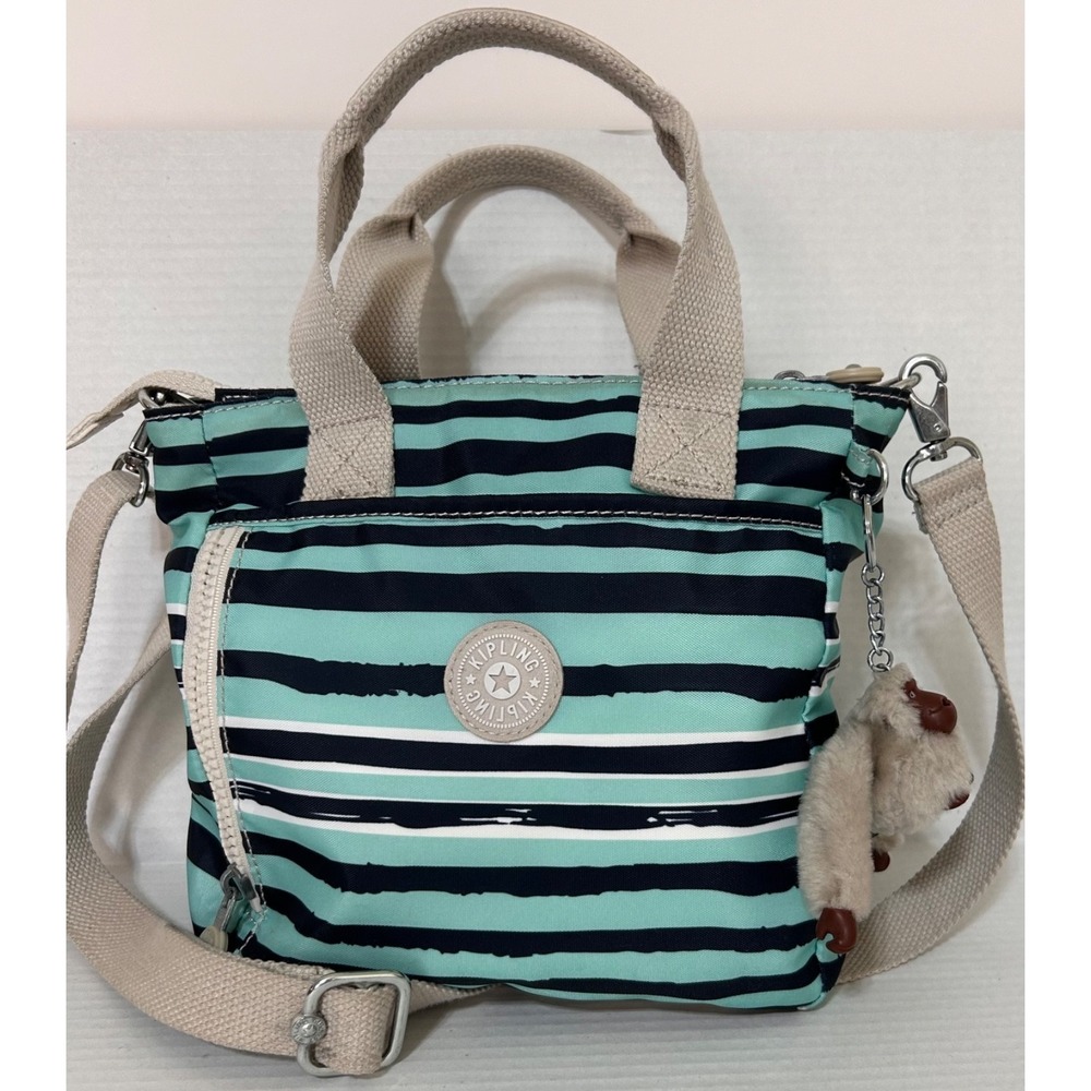 Vintage Y2K Kipling Crossbody or Shoulder Bag‎ Purse Small Blue Navy Monkey